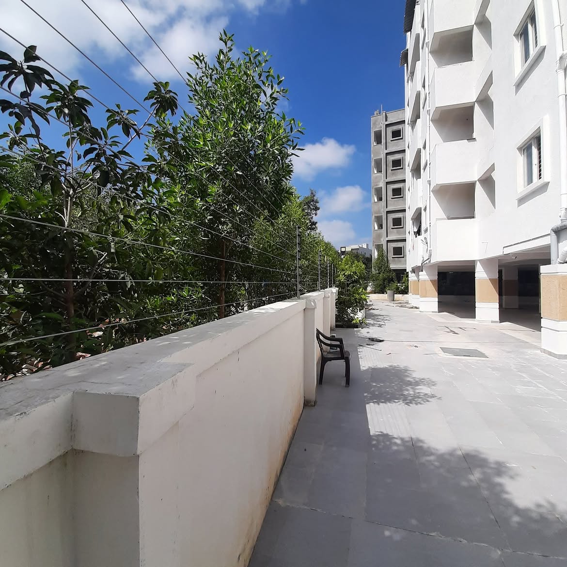 Apartment boundary wall protected with solar fencing