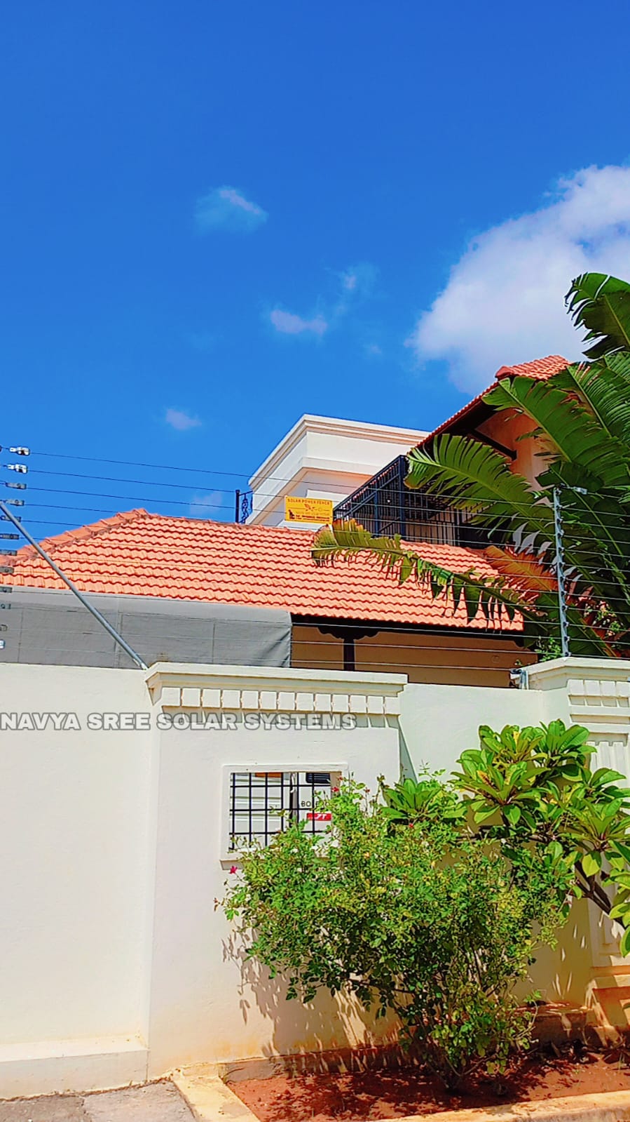 Villa rooftop boundary protected with solar fencing