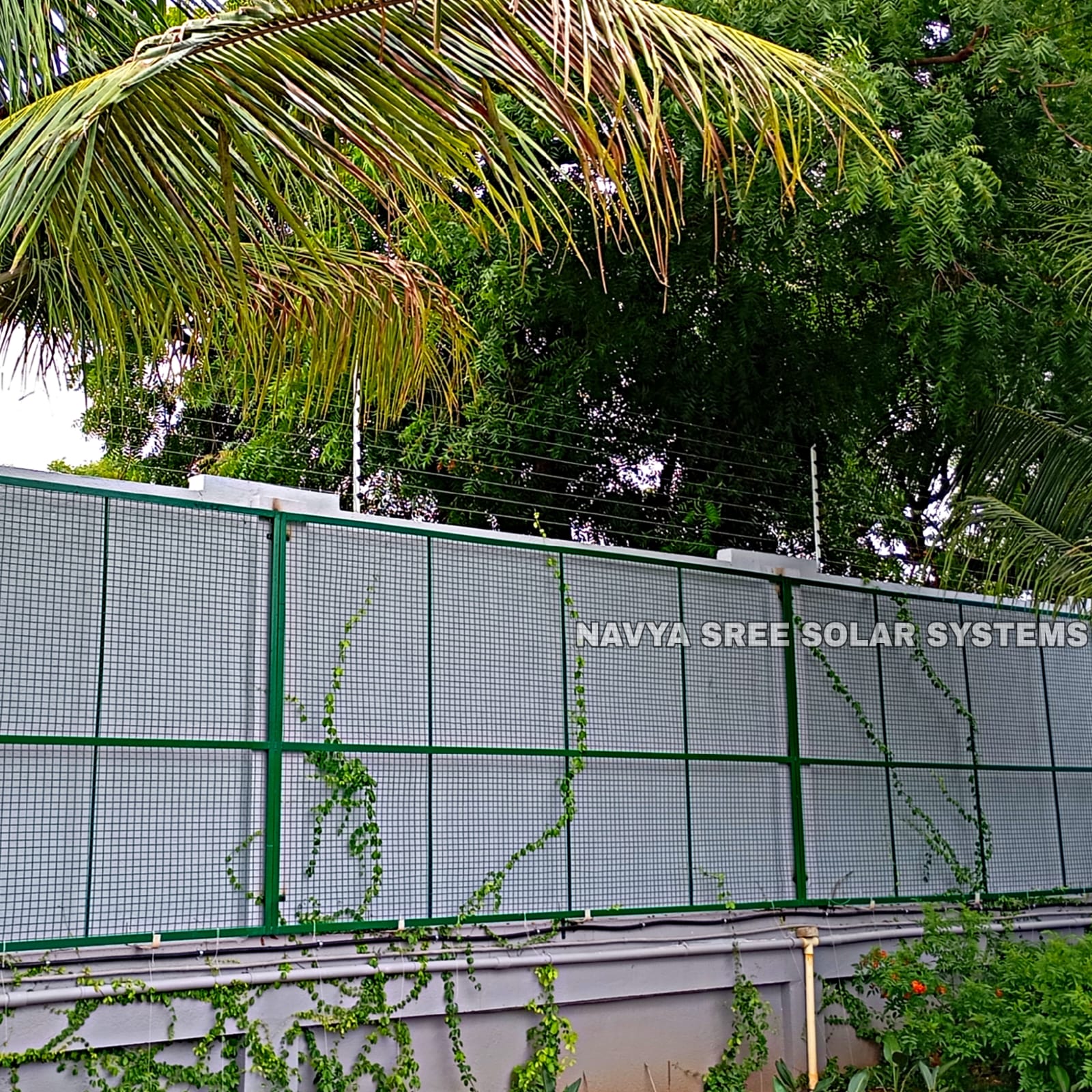 Garden mesh boundary with solar fencing